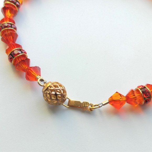 Handmade Swarovski Fire Opal and Siam Red Bracelet - Picture 3 of 5